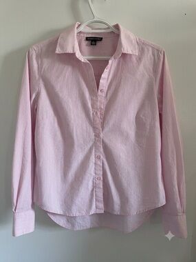 Light Pink Striped Button-Down Blouse